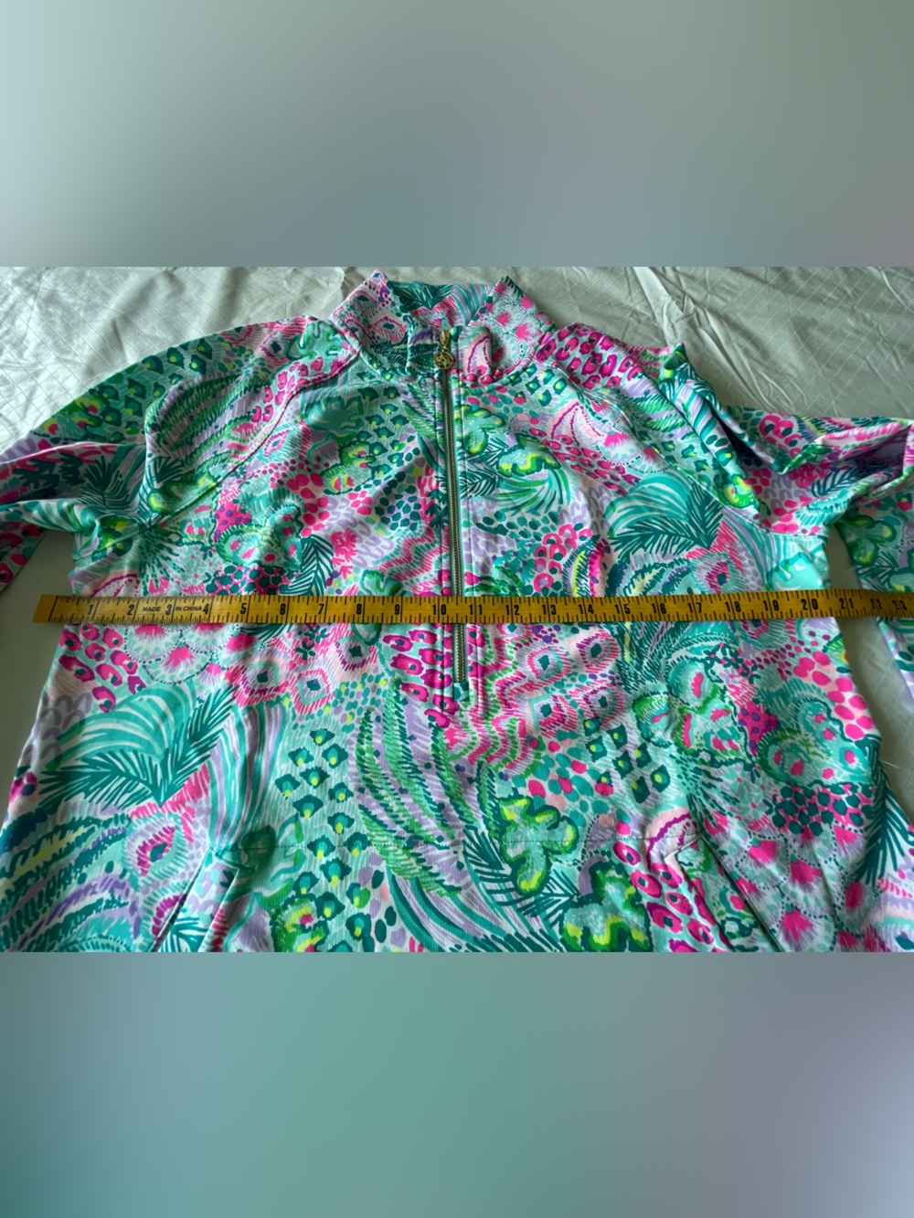 LILLY PULITZER Tropical Print Half-Zip Pullover - Pink & Aqua multicolor - Picture 6 of 8